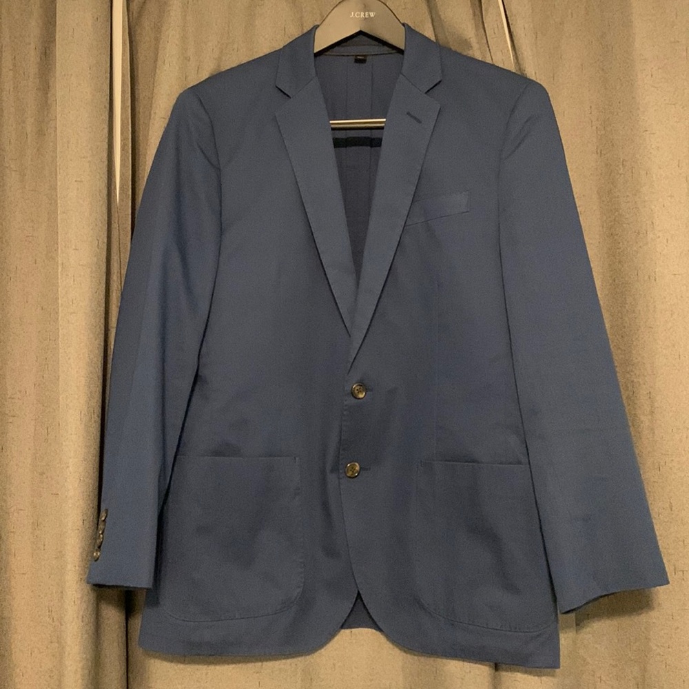 J. Crew Ludlow Larusmiani Tessuti Cotton Sport Coat Blazer Men’s, size 38s, Navy